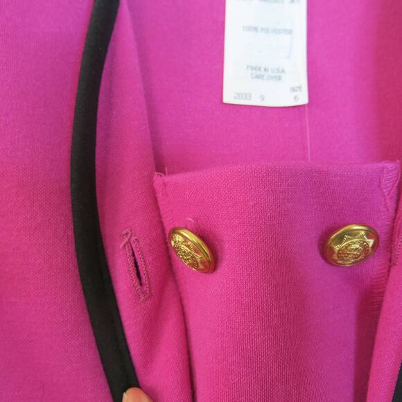 VINTAGE 90s LESLIE FAY DRESSES PETITE Suit Skirt Jacket Size 6 Women Pink/Black - Picture 3 of 10